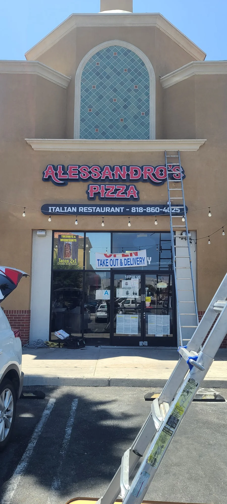 Commercial restaurant sign installation